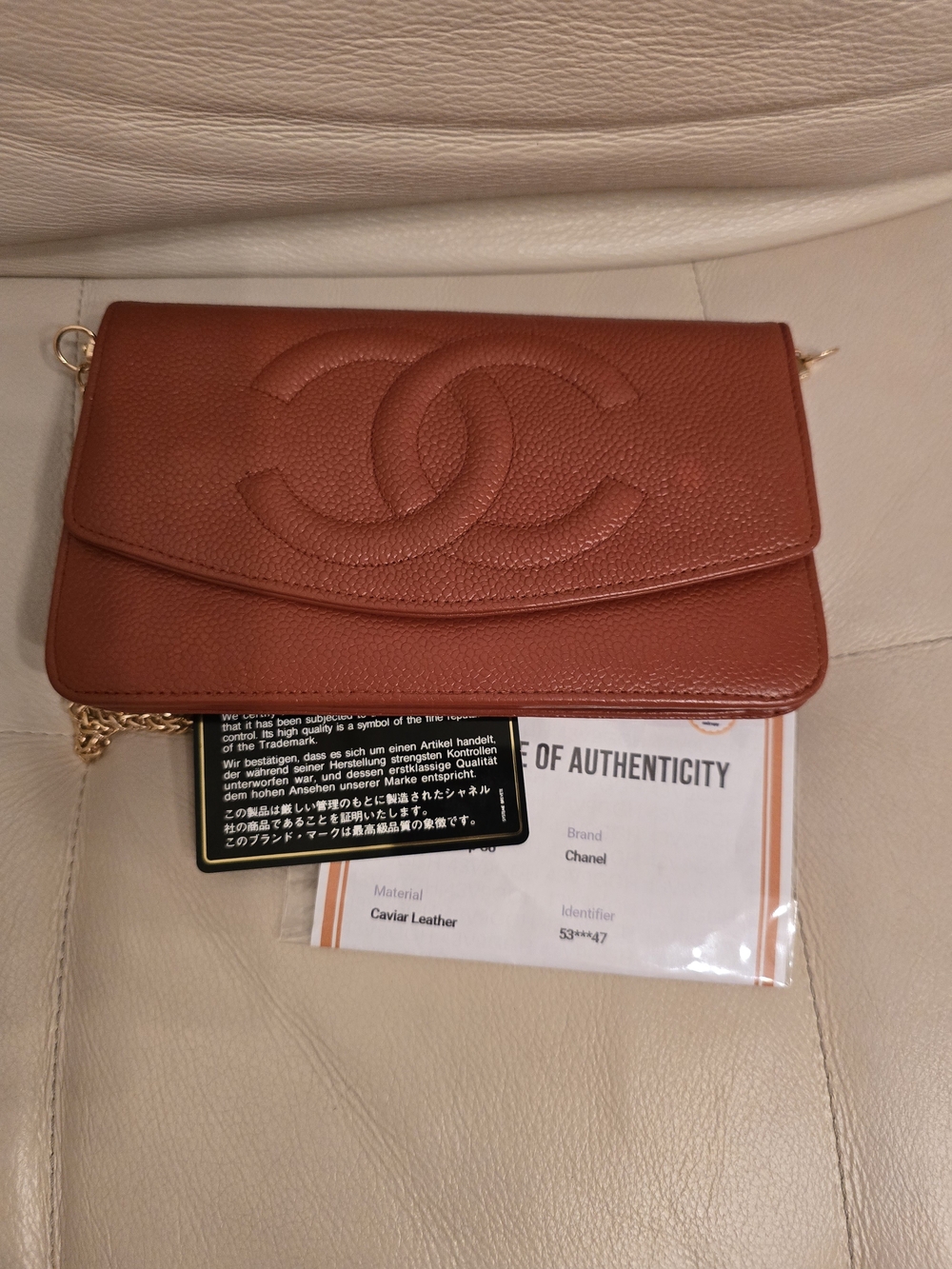 Chanel Brick Red Leather Quilted Chain Wallet-On-Chain - Picture 10 of 17